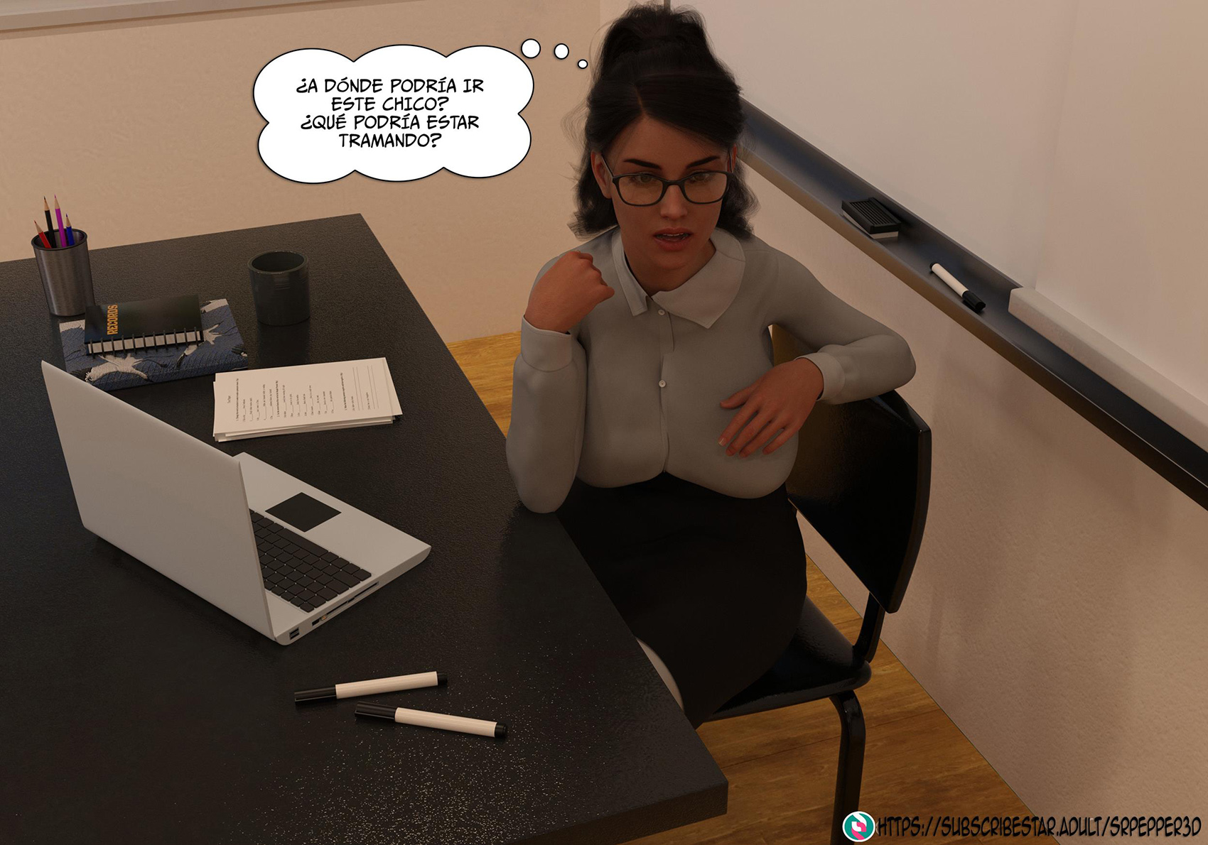 [Sr.Pepper] My TEACHER is my STEPMOM parte 1 (Comic Porn)