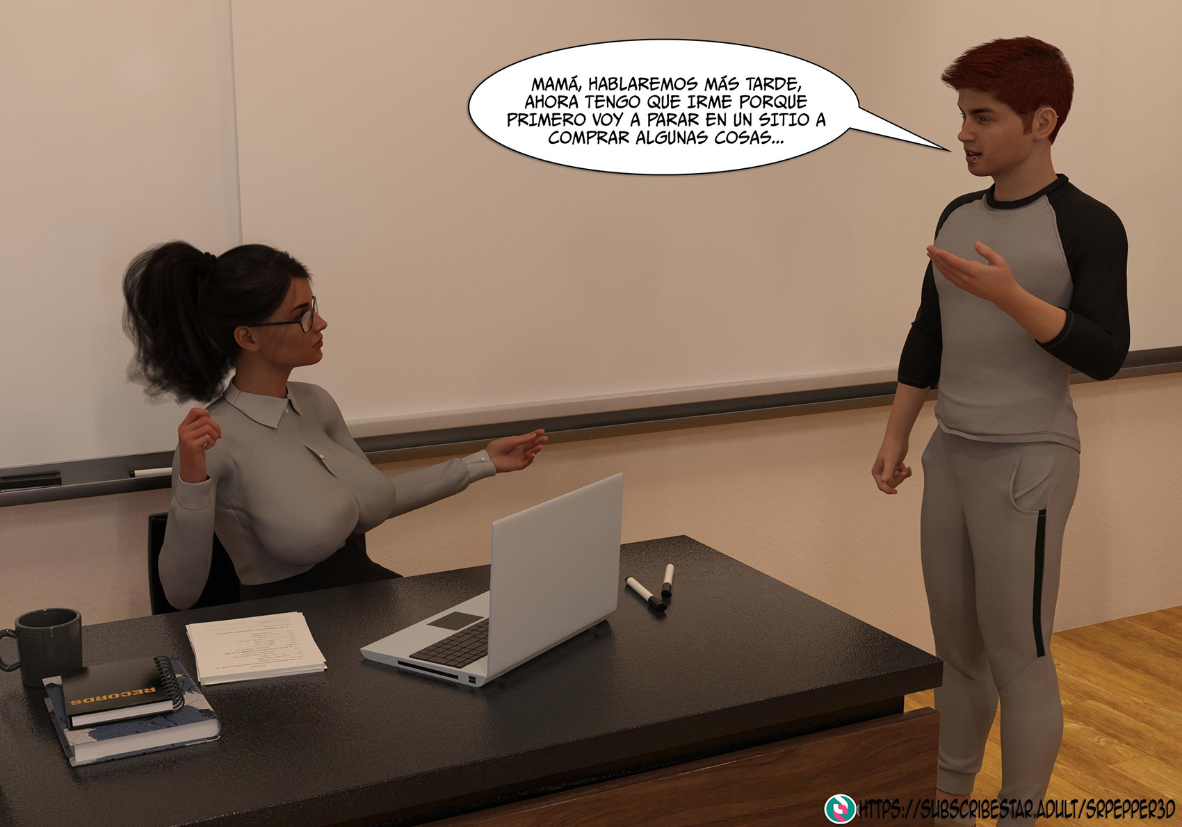 [Sr.Pepper] My TEACHER is my STEPMOM parte 1 (Comic Porn)