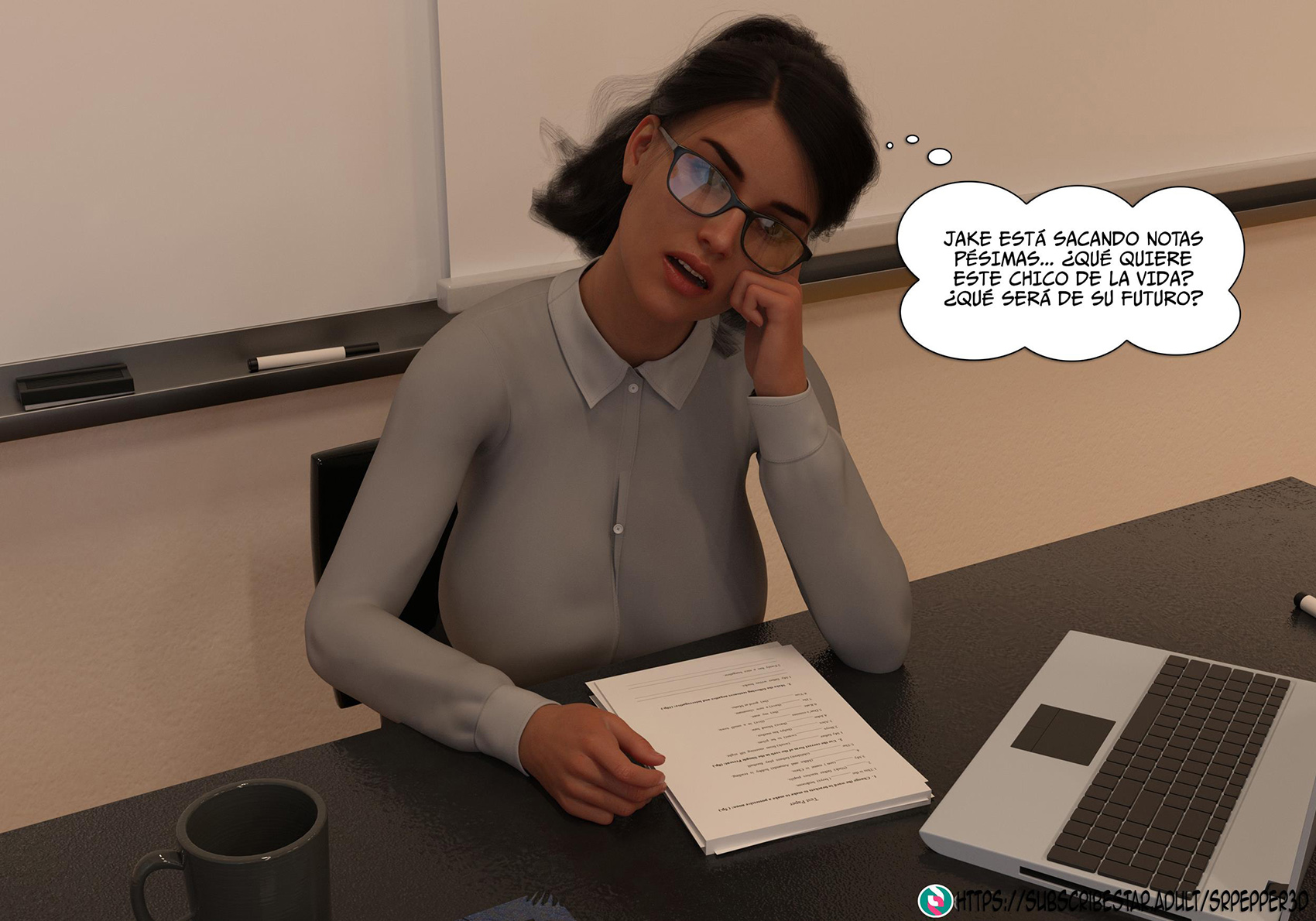 [Sr.Pepper] My TEACHER is my STEPMOM parte 1 (Comic Porn)